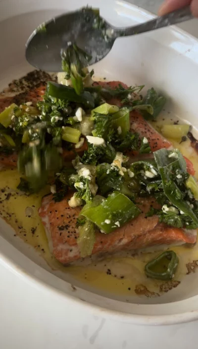 Leek Lemon Feta Salmon