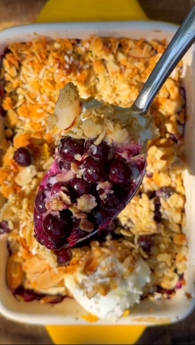 High Protein Blueberry Orange Crisp