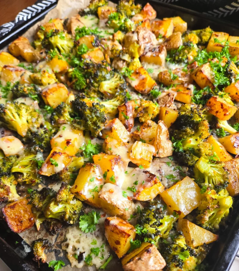 Cheesy Sheet Pan Broccoli & Taters by the_happy_veg - FoodSocial