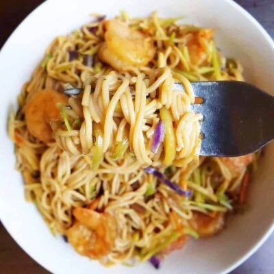 Shrimp Stir Fry with Gluten Free Ramen Noodles