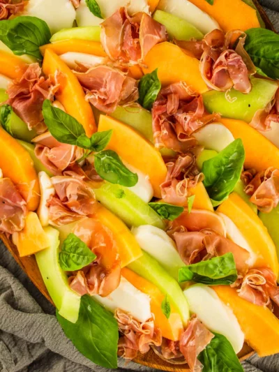 Melon  and Prosciutto Caprese Salad