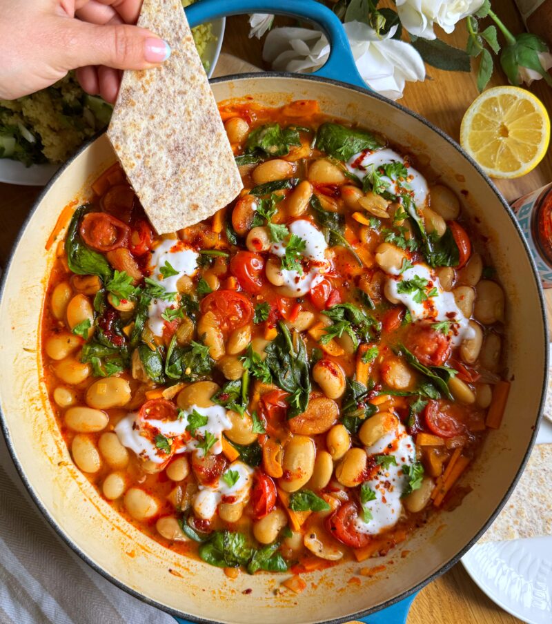 Rose Harissa Butterbeans with Herby Couscous by theyogaplantkitchen - FoodSocial