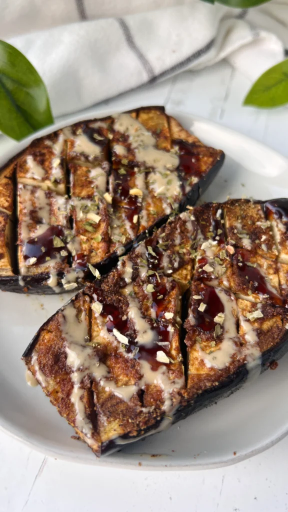 Roasted Eggplant with Tahini & Date Syrup by hollysbestlife - FoodSocial