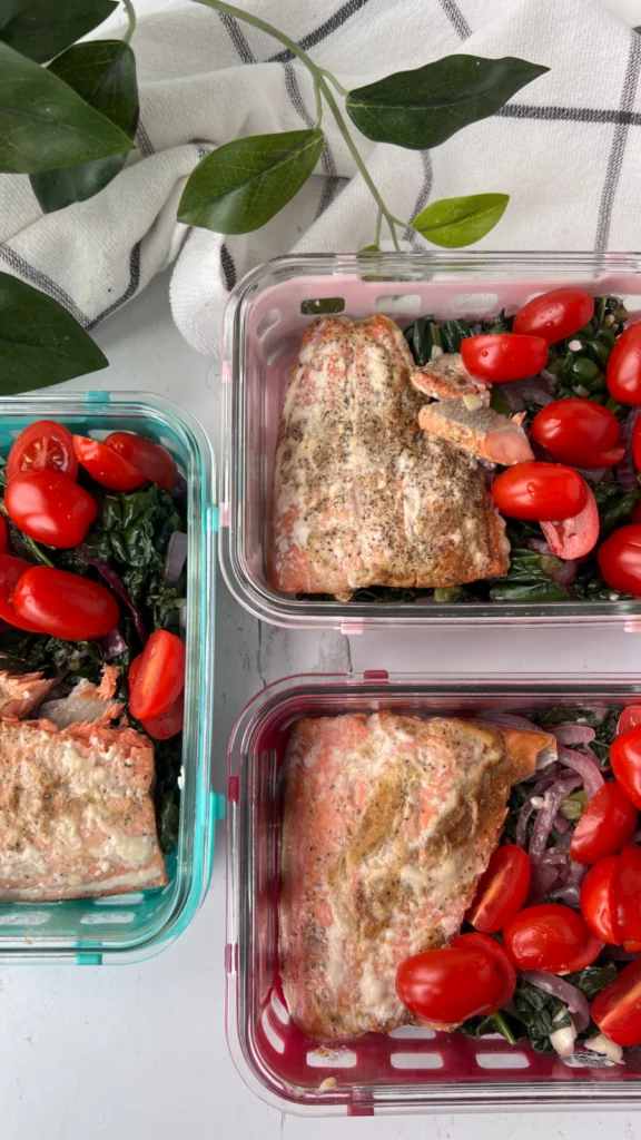 Warm Citrus Kale Salad with Dijon Flaked Salmon by hollysbestlife - FoodSocial