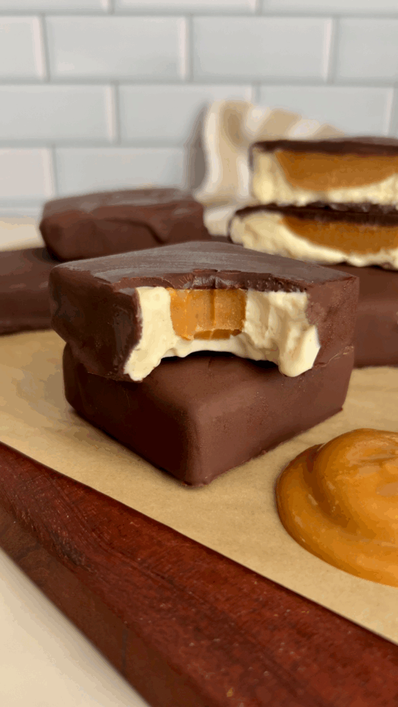 Healthier Caramel Filled Klondike Bars by colleenshealthylife - FoodSocial