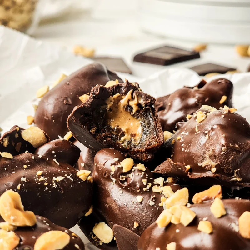 Chocolate Covered Peanut Butter Stuffed Dates by A Sweet Thyme | Gwen Wolken - FoodSocial