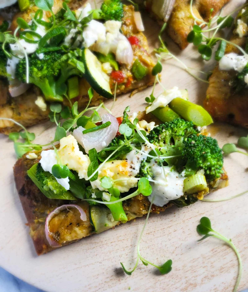 Pesto & Greens Flatbread with Burrata by the_happy_veg - FoodSocial