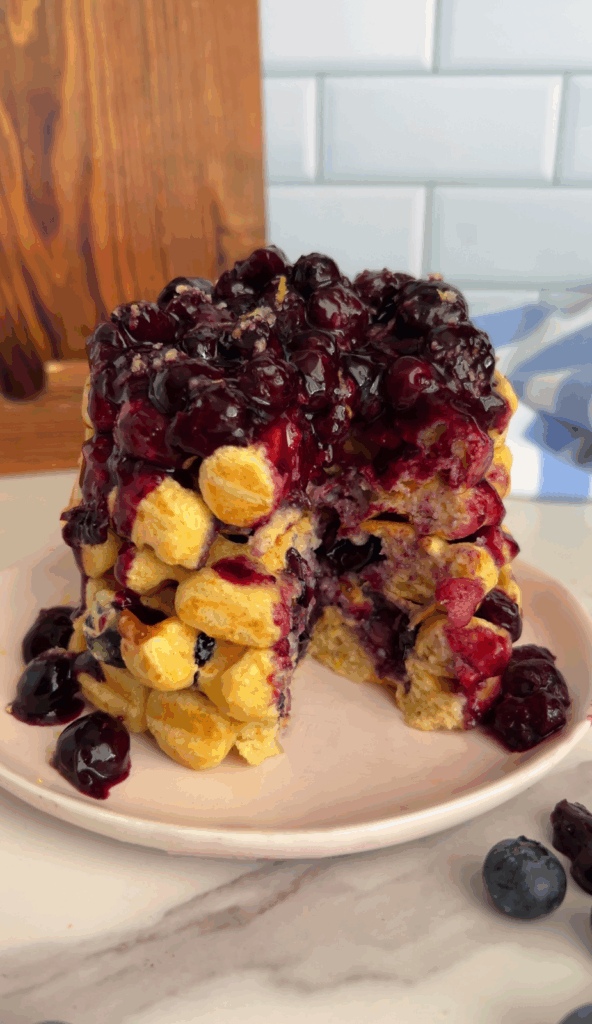 Lemon Blueberry Protein Waffles by colleenshealthylife - FoodSocial