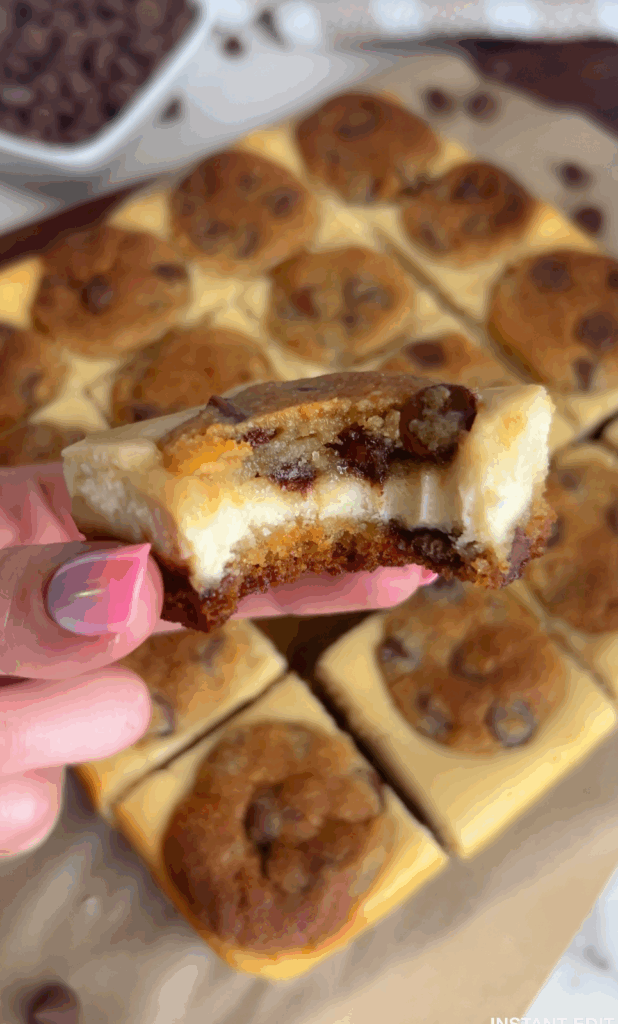 Chocolate chip cookie cheesecake bars by colleenshealthylife - FoodSocial