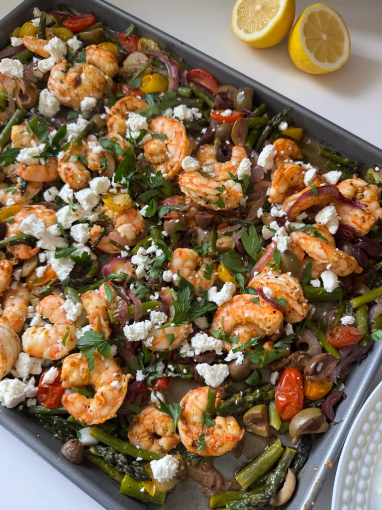 Mediterranean Sheet Pan Shrimp & Veggies by Goodness With G - FoodSocial