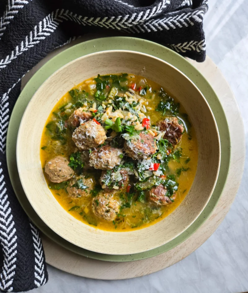 Meatball, Spinach & Rice Soup by the_happy_veg - FoodSocial