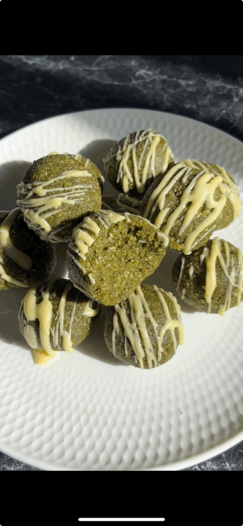 Vanilla + Coconut Matcha balls by Lauren Jantzen - FoodSocial