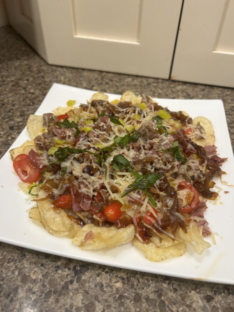 charcuterie chicken skillet nachos by ericatangeman - FoodSocial