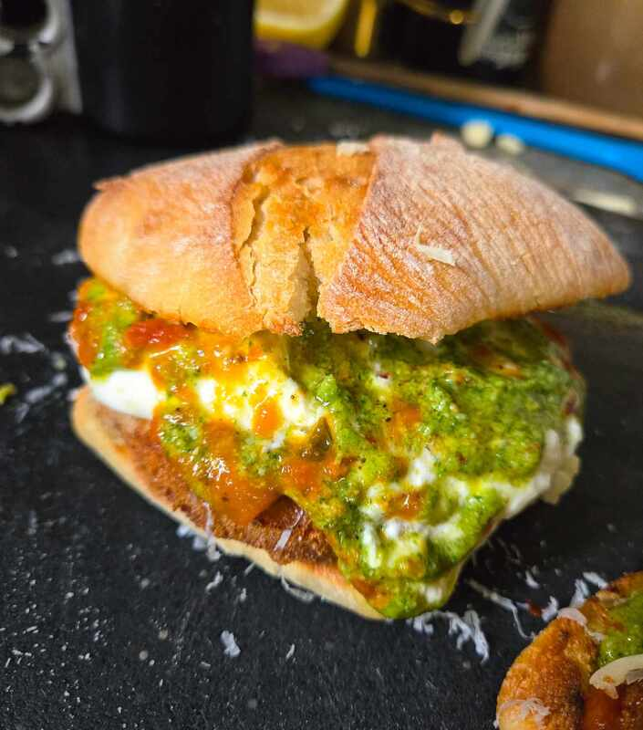 Chik’n Pesto Melt Ciabattas by the_happy_veg - FoodSocial