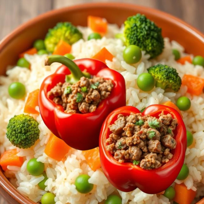 Stuffed bell peppers with rice and mixed vegetables by Sigrid Marzahn - FoodSocial