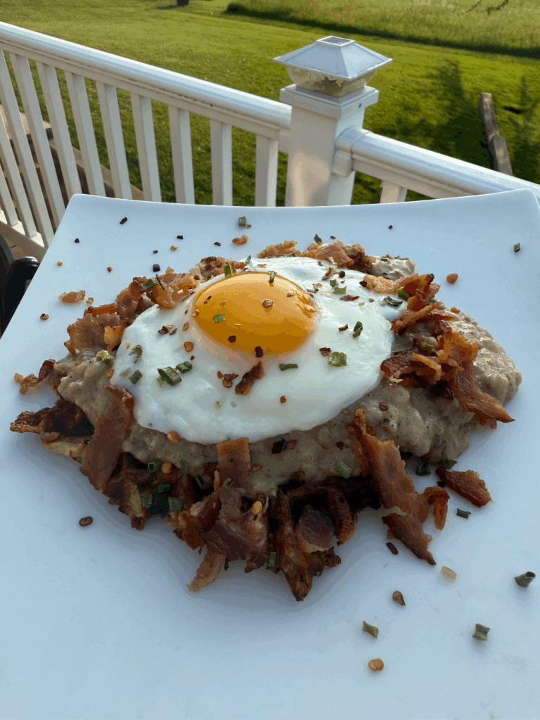 loaded sausage gravy waffles by ericatangeman - FoodSocial