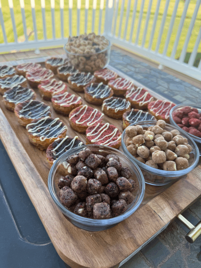 red, white, & BTR protein cheesecake bites by ericatangeman - FoodSocial
