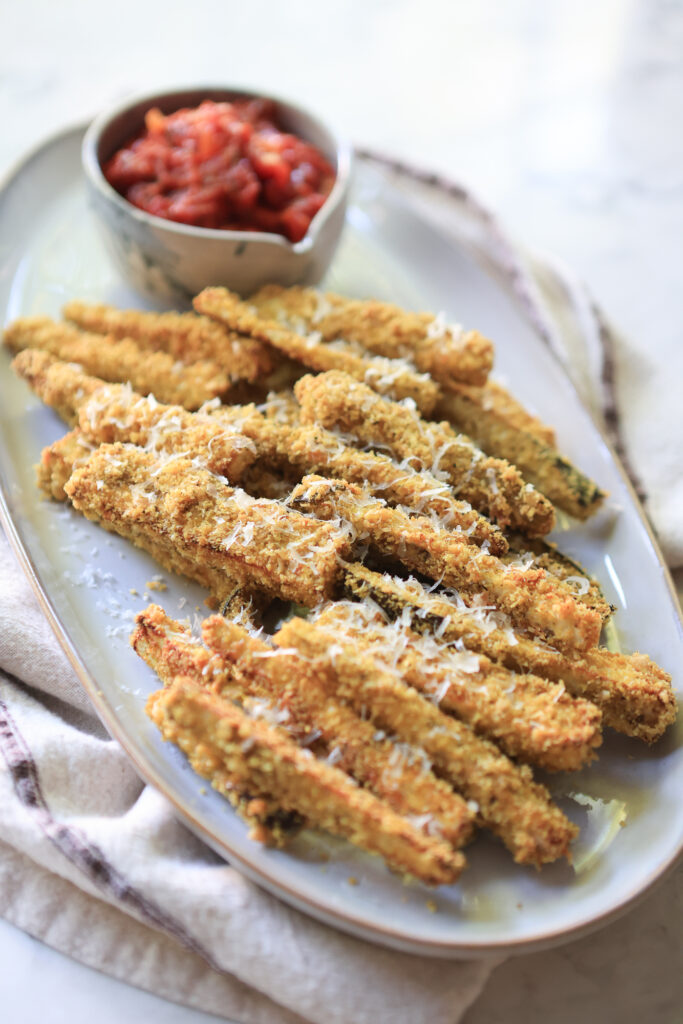Low Carb Crispy Egglpant Parmesan Fries by Primal Palate - FoodSocial