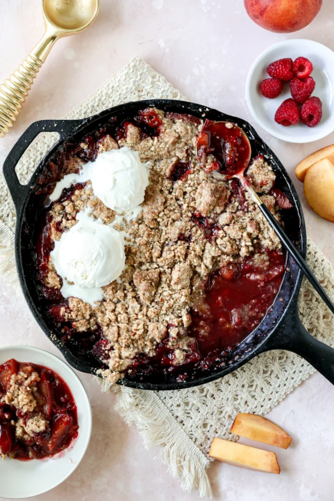 Grilled Summer Peach and Raspberry Crisp (Gluten-free) by Jessi's Kitchen - FoodSocial