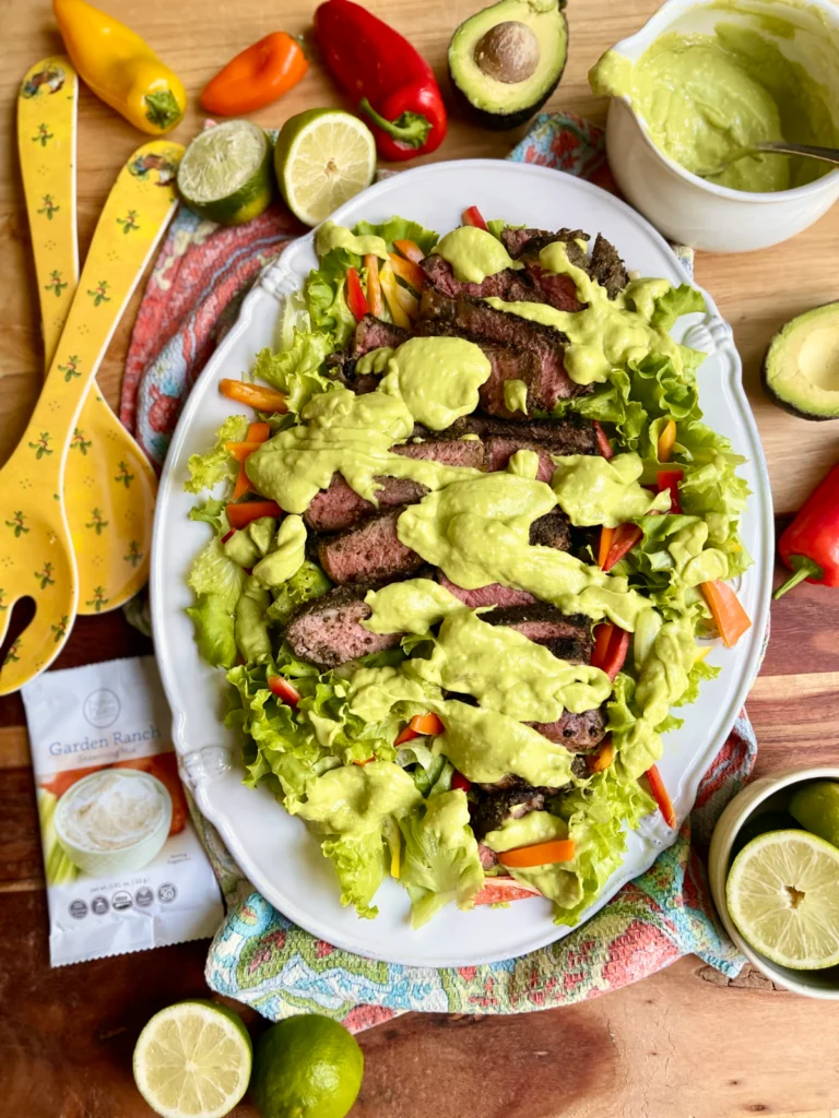 Garden Ranch NY Strip Steak Salad with Avocado Lime Dressing by foodallergymoms_andmore - FoodSocial