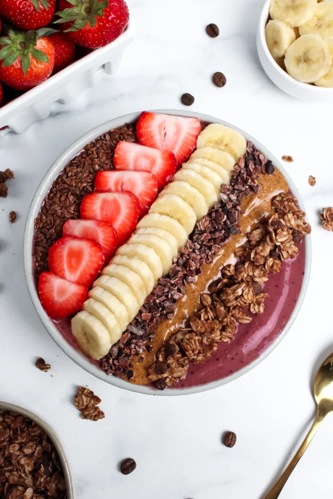 Strawberry Banana Espresso Smoothie Bowl by Chloe's Creative Kitchen - FoodSocial