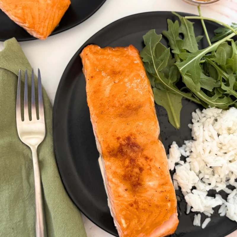 Brown Sugar Dijon Mustard Glazed Salmon by A Sweet Thyme | Gwen Wolken - FoodSocial