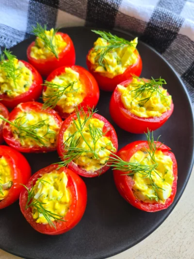 Egg Salad Stuffed Cocktail Tomatoes