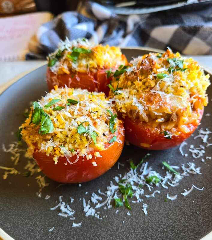 Cheesy Sausage Stuffed Vine Tomatoes by the_happy_veg - FoodSocial