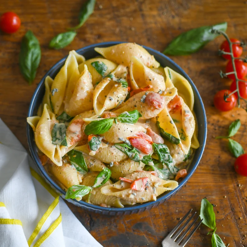 Pasta with Gorgonzola Sauce (And Peak Season Tomatoes) by cabincravings - FoodSocial