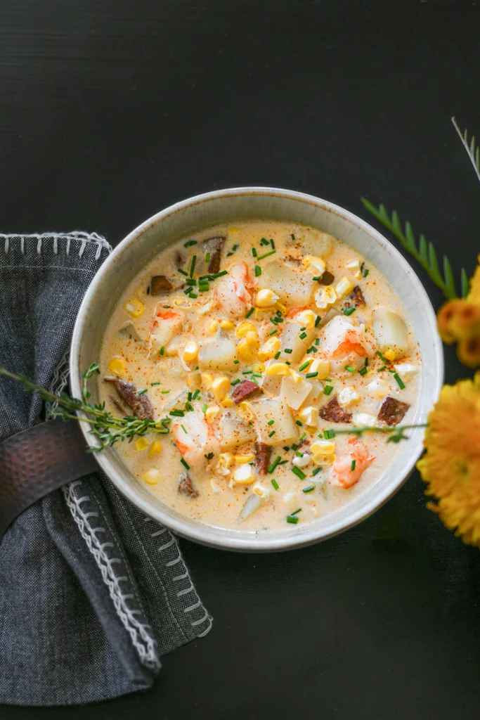 Sweet Corn Chowder with Shrimp and Chorizo by cabincravings - FoodSocial