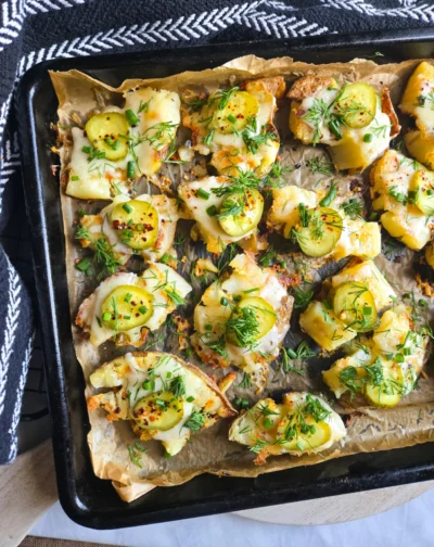 Cheesy Dill-Icious Smashed Taters
