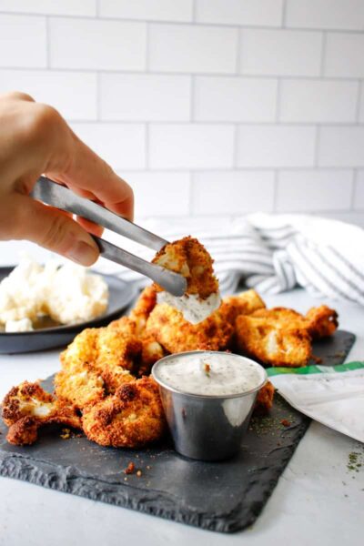 Crispy Air Fryer Cauliflower with Creamy Italian Dressing