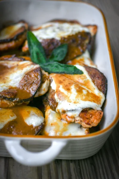 Brown Butter Chicken with Crispy Eggplant & Melty Fontina