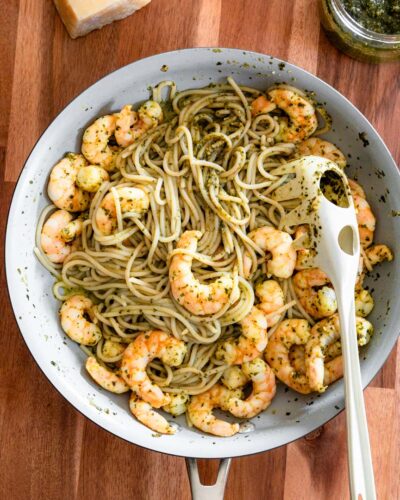 Gluten-Free Pesto Pasta With Shrimp