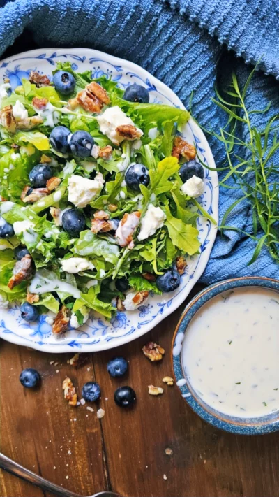 Blueberry Salad With Sweet Creamy Tarragon Kefir Dressing
