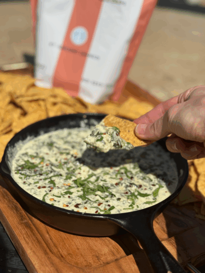 espinaca & artichoke protein queso dip