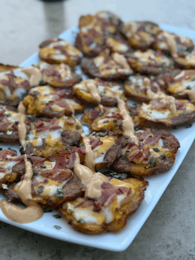 loaded smashed potatoes