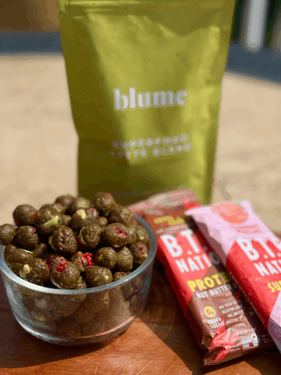 strawberry matcha latte protein cookie dough balls