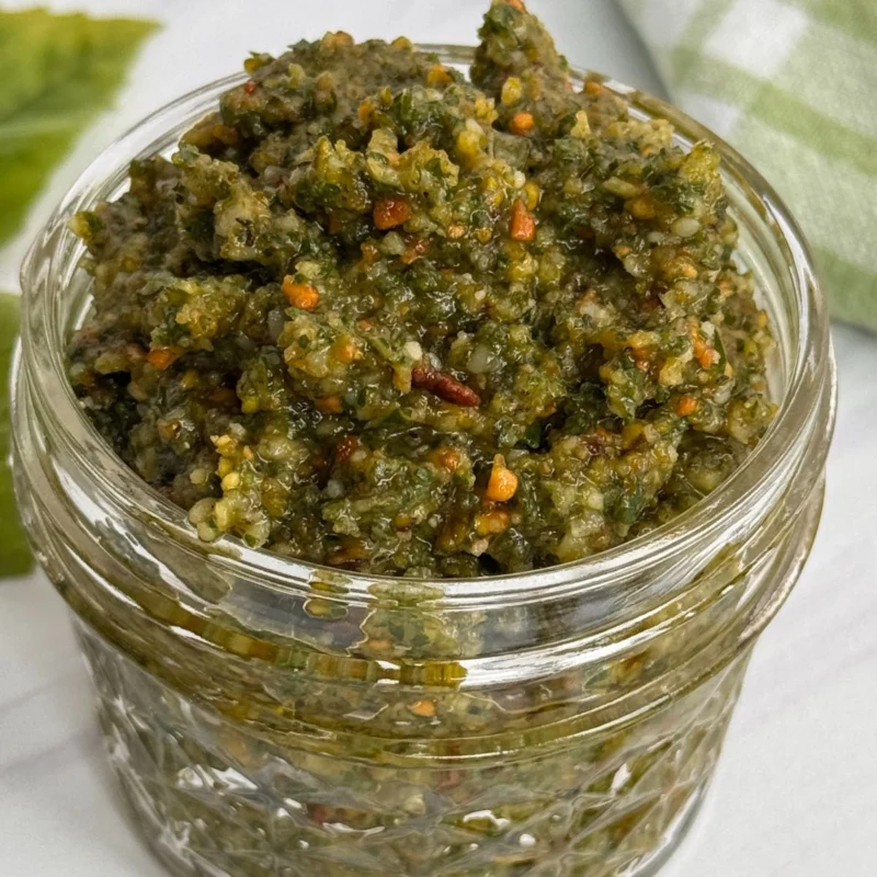 Easy Pistachio Pesto with Basil and Parmesan by A Sweet Thyme | Gwen Wolken - FoodSocial