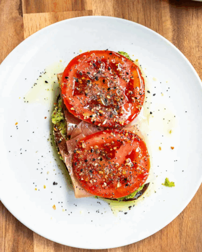Savory Prosciutto Avocado Toast with Fresh Tomato & Bagel Seasoning