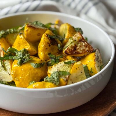 Roasted Pattypan Squash with Pesto