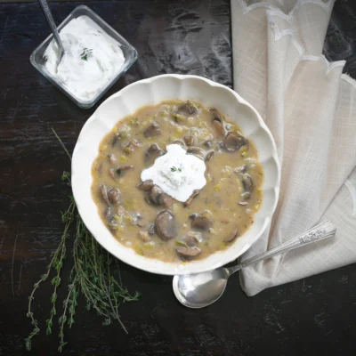 Mushroom Soup with Thyme Cream