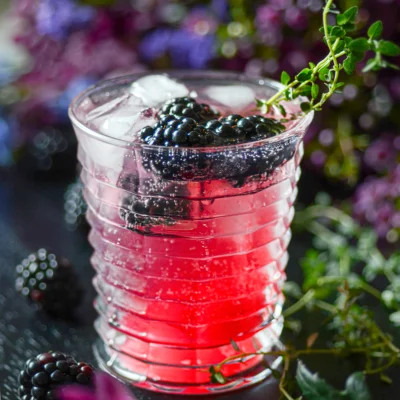 Blackberry Cocktail with Fresh Thyme and Lemon