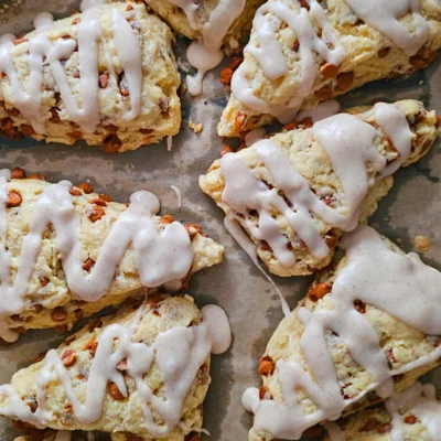 Sourdough Cinnamon Chip Scones with Brown Butter Glaze