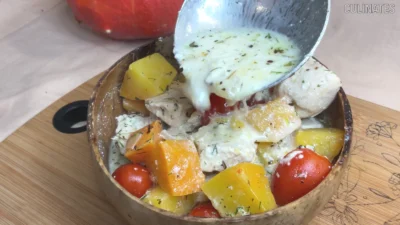 Pumpkin Recipe. Creamy Chicken with Pumpkin