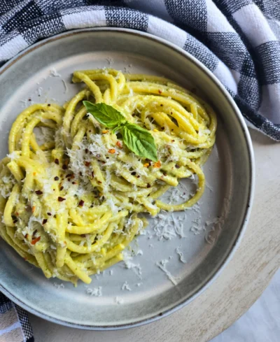 Creamy Pesto Bucatini