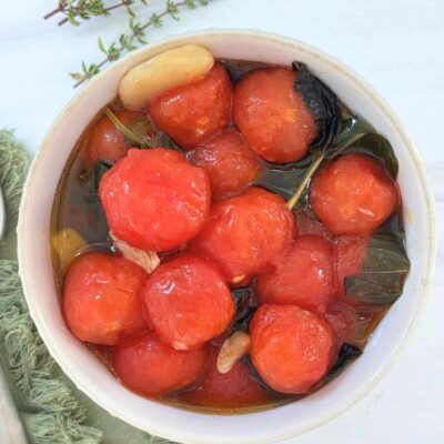 Cherry Tomato Confit With Basil and Thyme (Mediterranean Style)