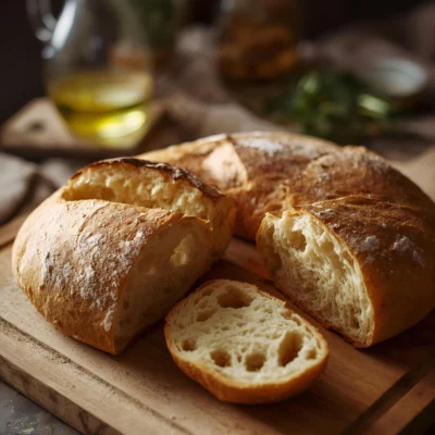 Ciabatta Bread Recipe | Bakery-Style Italian Bread with Airy Texture & Crispy Crust