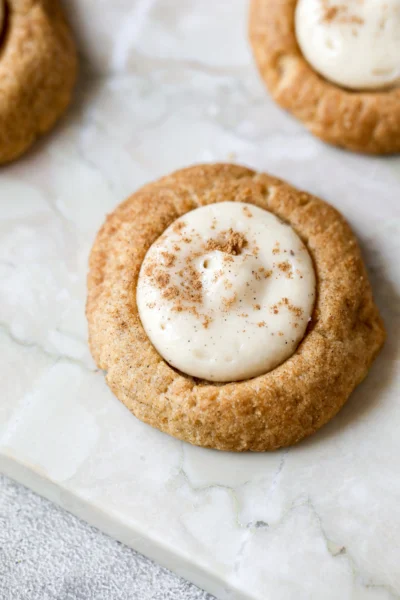 Cinnamon Sugar Pumpkin Thumbprint Cookies