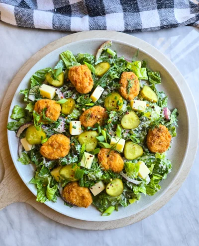 Crispy Chik’n Pickle Ranch Salads
